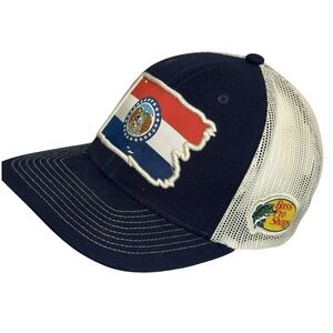 Bass Pro Shops Missouri Flag Patch Trucker‎ Hat Cap Navy Blue